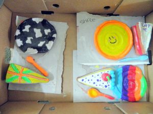 Clay cakes and plates Pop Art style