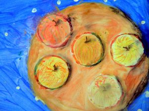 Still life apples seen from above