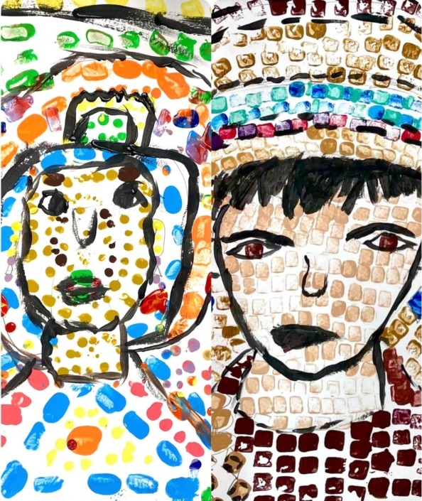Byzantine mosaic session – work from younger and older classes Byzantine mosaic session - work from younger and older classes
