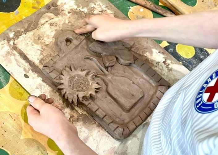 Clay relief work inspired by Vincent Van Gogh Clay relief work inspired by Vincent Van Gogh